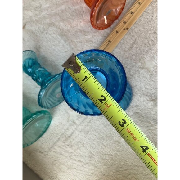 Vintage May Department St. Rainbow colorful glass candle stick holders set of 6 - Picture 12 of 16